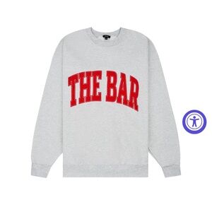 The Bar Varsity light gray and red sweatshirt LARGE NEW